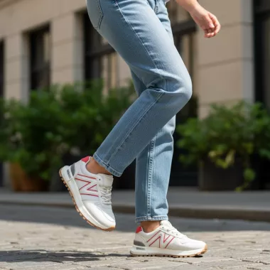 Adidasi dama casual albi cu rosu 30664 N6-2